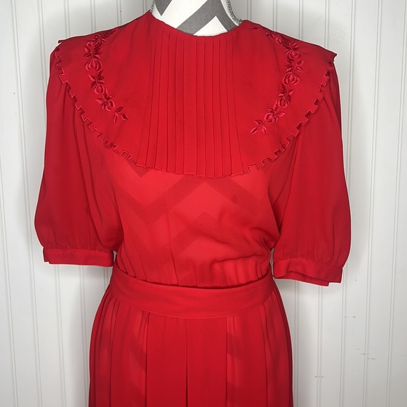 Vintage Sheer Red Dress Size 14 - Picture 2 of 9